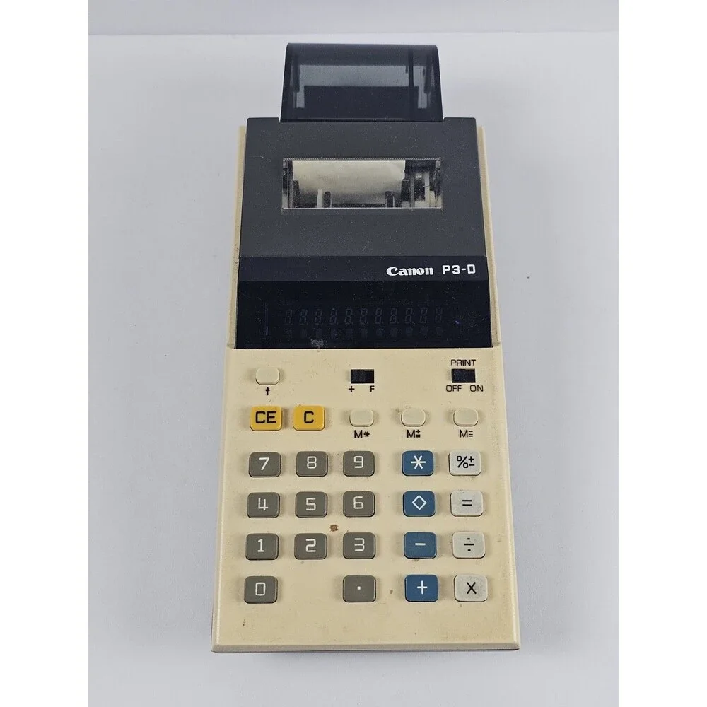 Vintage Canon P3-D Palm Printing Calculator AA Battery Powered
